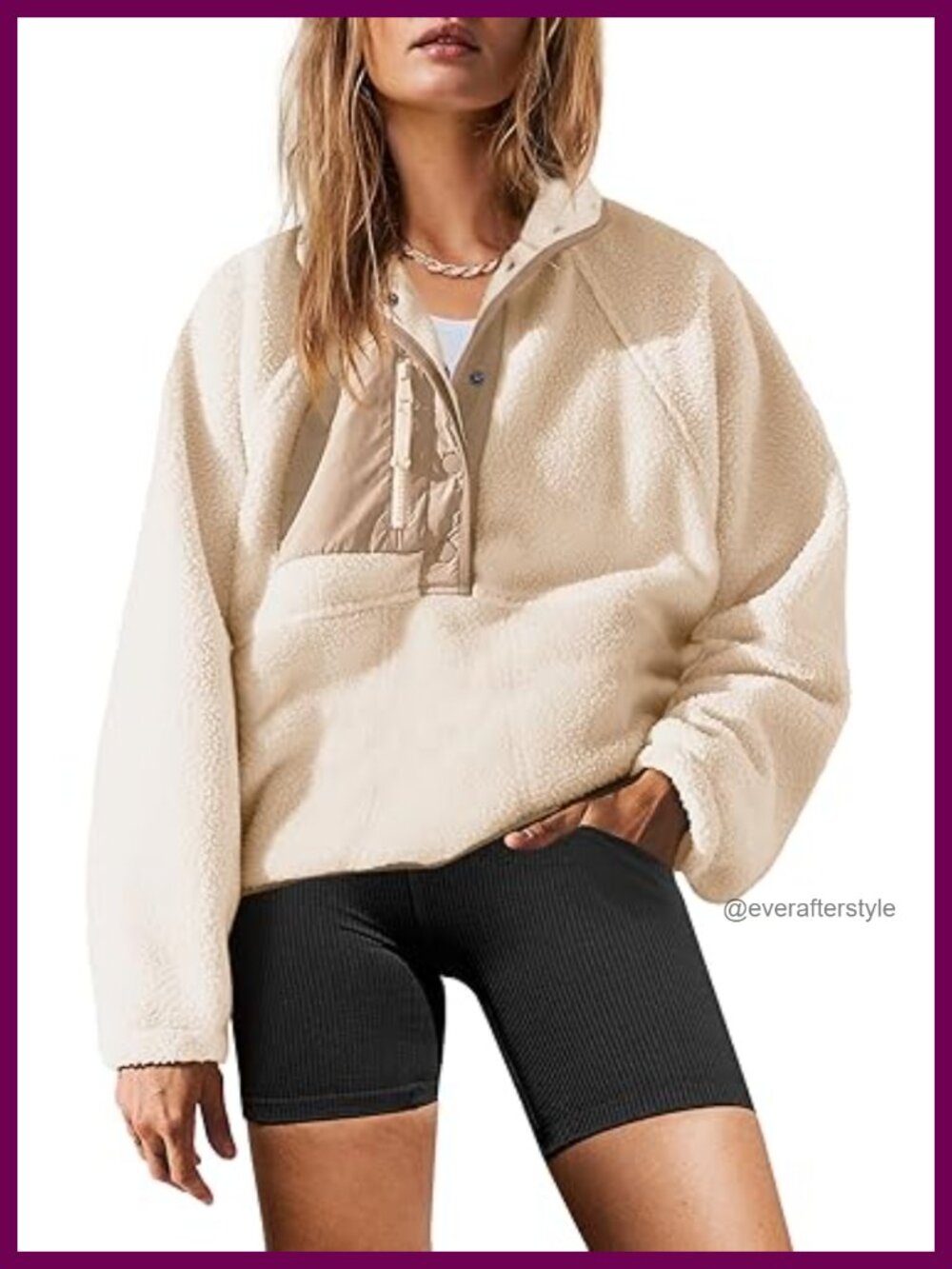 Womens Sherpa Fleece Pullover Jacket Button Down Sweatshirt With Pockets